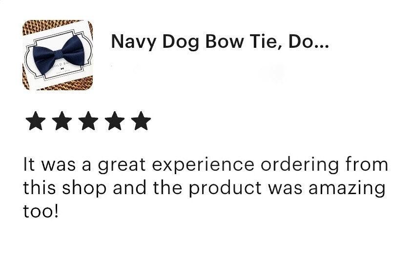 5 Star review for navy dog bow tie