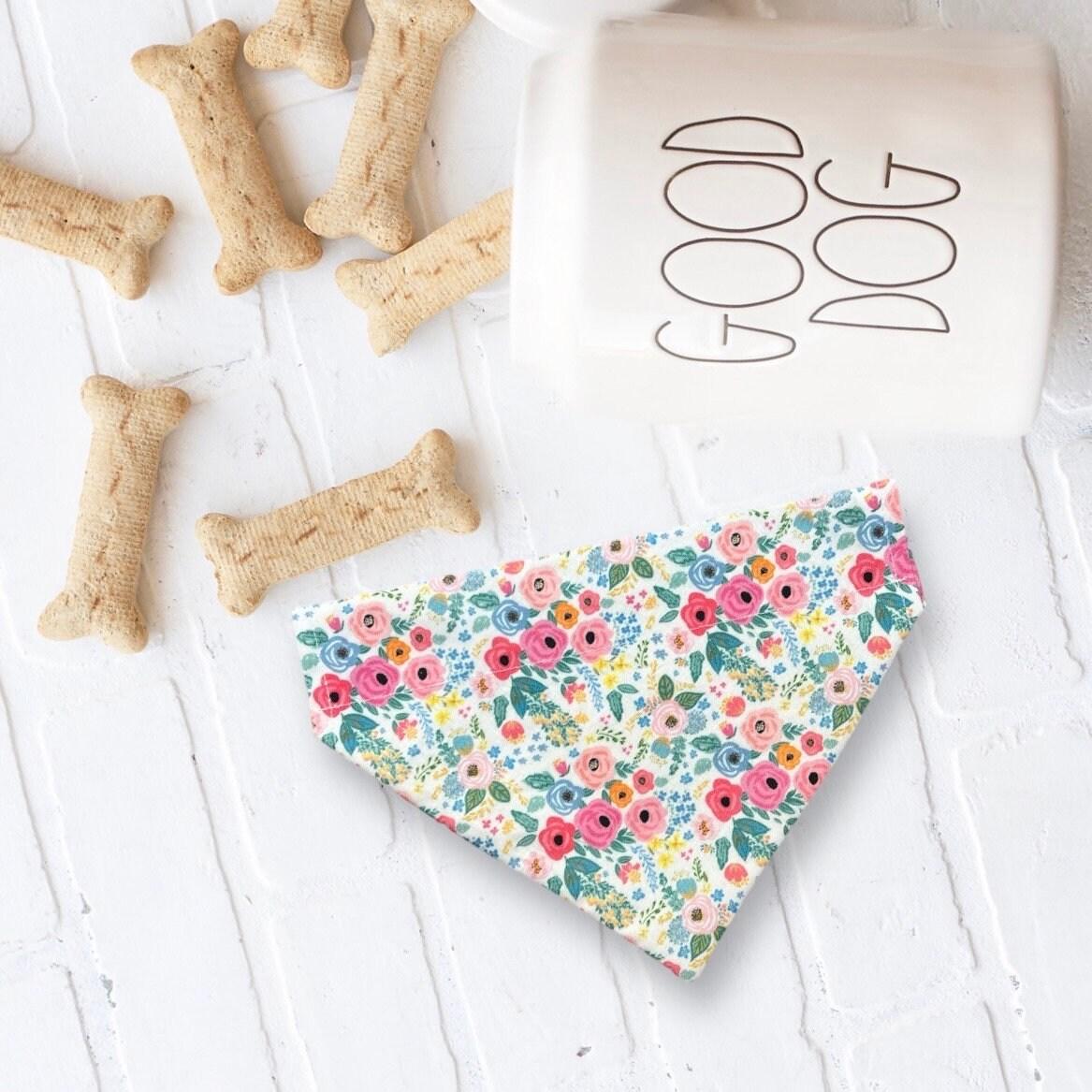 Floral Dog Bandana, Spring Wedding Dog Ring Bearer Clothing Pet Bandana for Dog Gift, Dog Accessories, Dog Scarf for Dog Lover Gift for Her