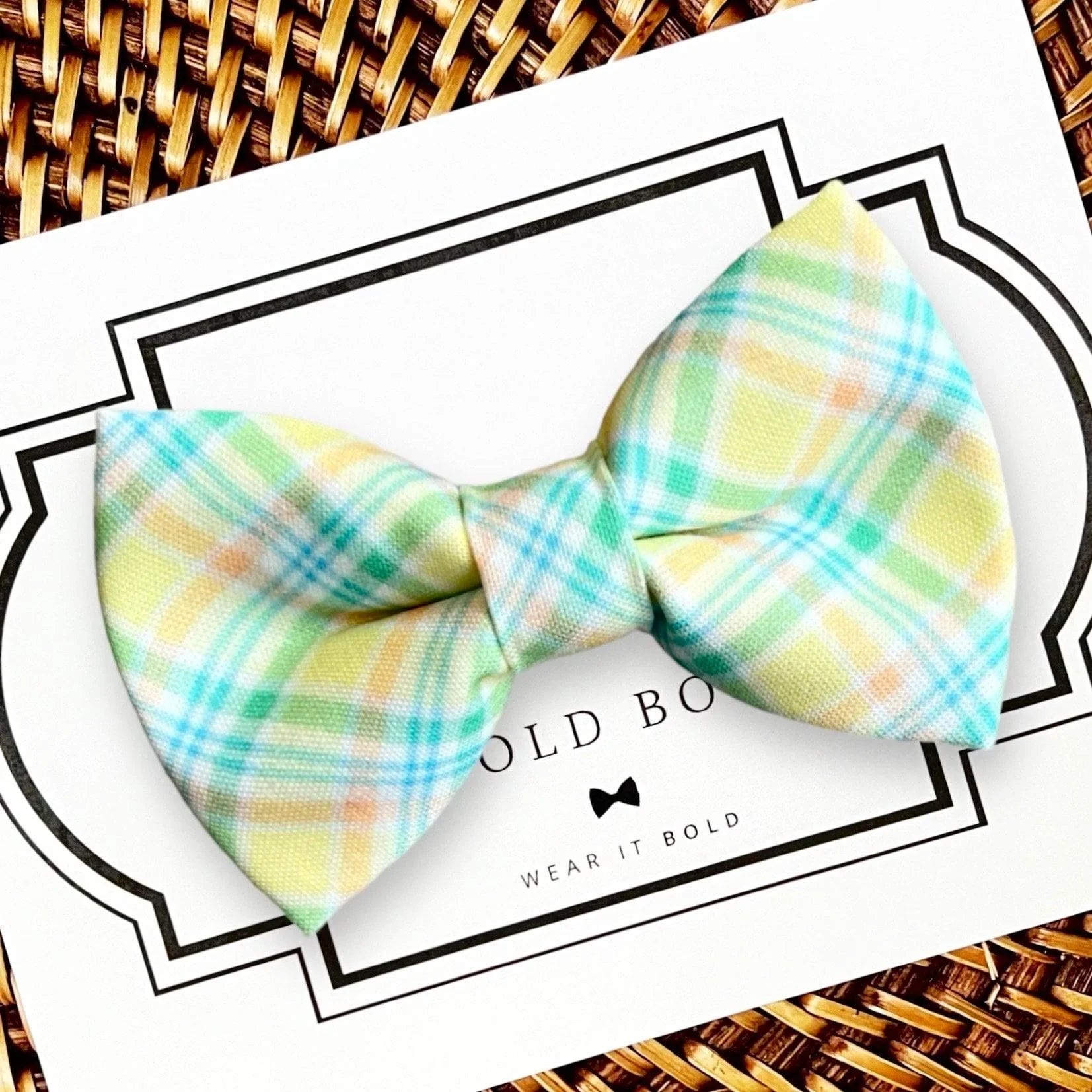 Easter Plaid Dog bow tie or Cat bow tie for pet bowtie collar for easter.