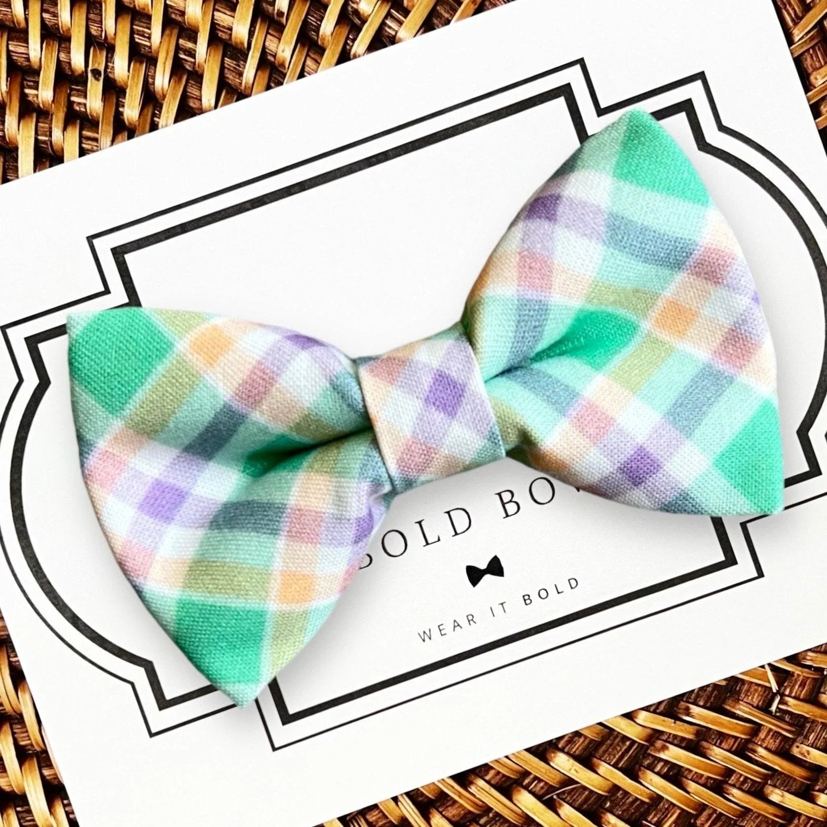 Easter Plaid Dog bow tie or Cat bow tie for pet bowtie collar for easter.
