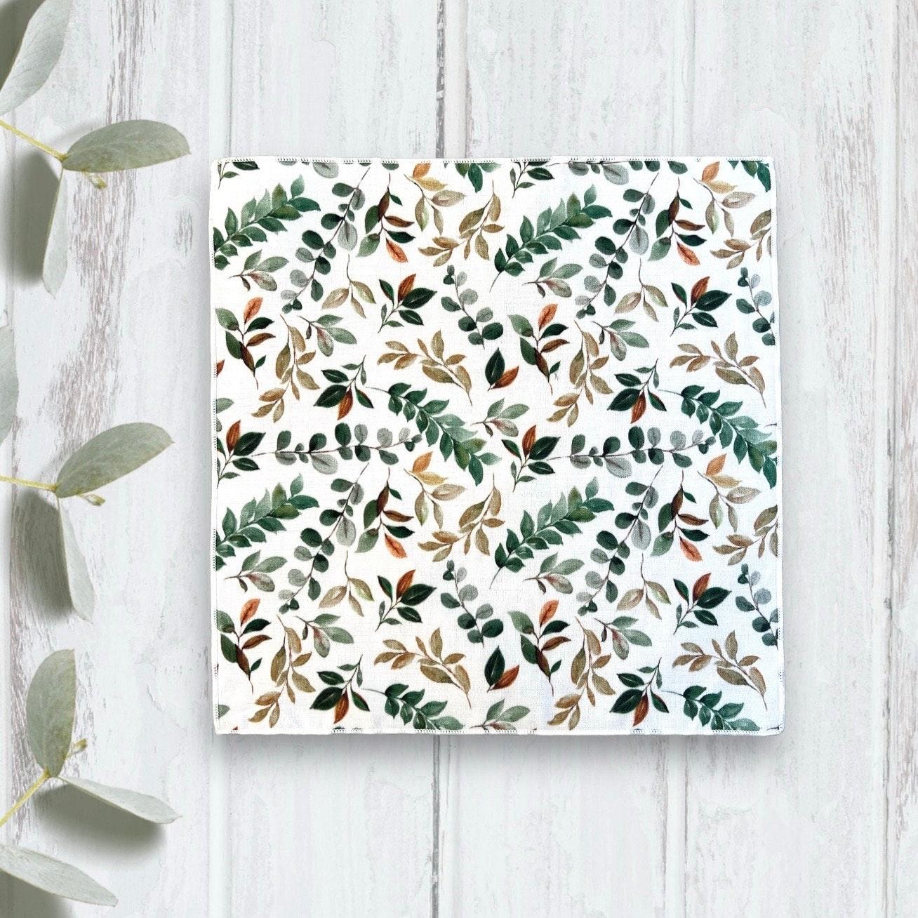 Floral green pocket square for wedding or special event.