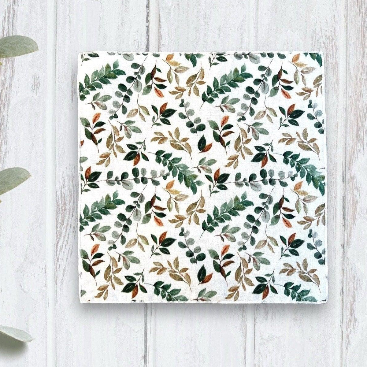 Floral green pocket square for wedding or special event.