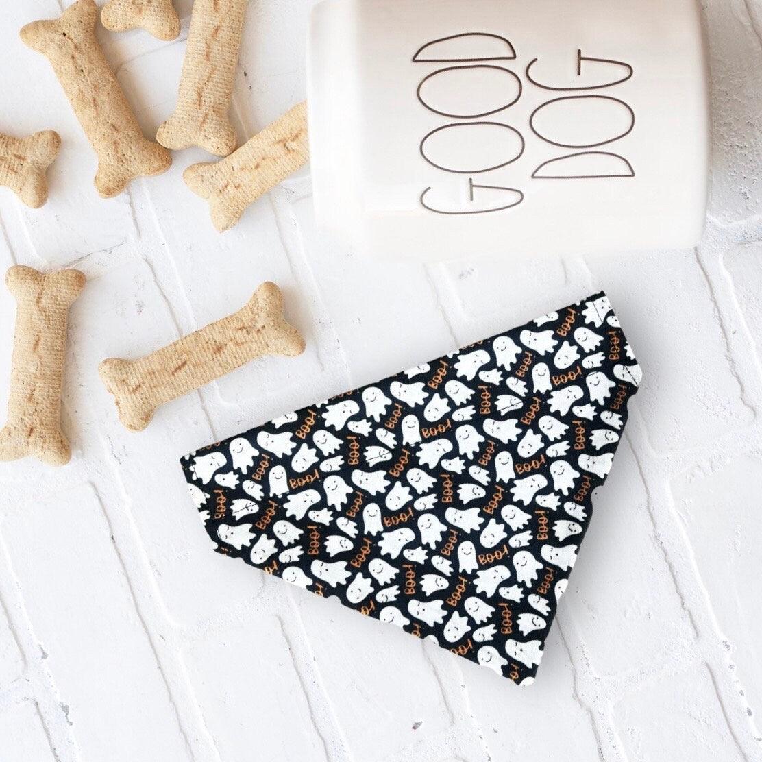 Halloween Ghost Dog Bandana or Cat Bandana for Halloween costume or pet gift.
