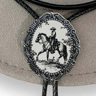 Bolo Tie Western Cowboy- Black & White and Silver