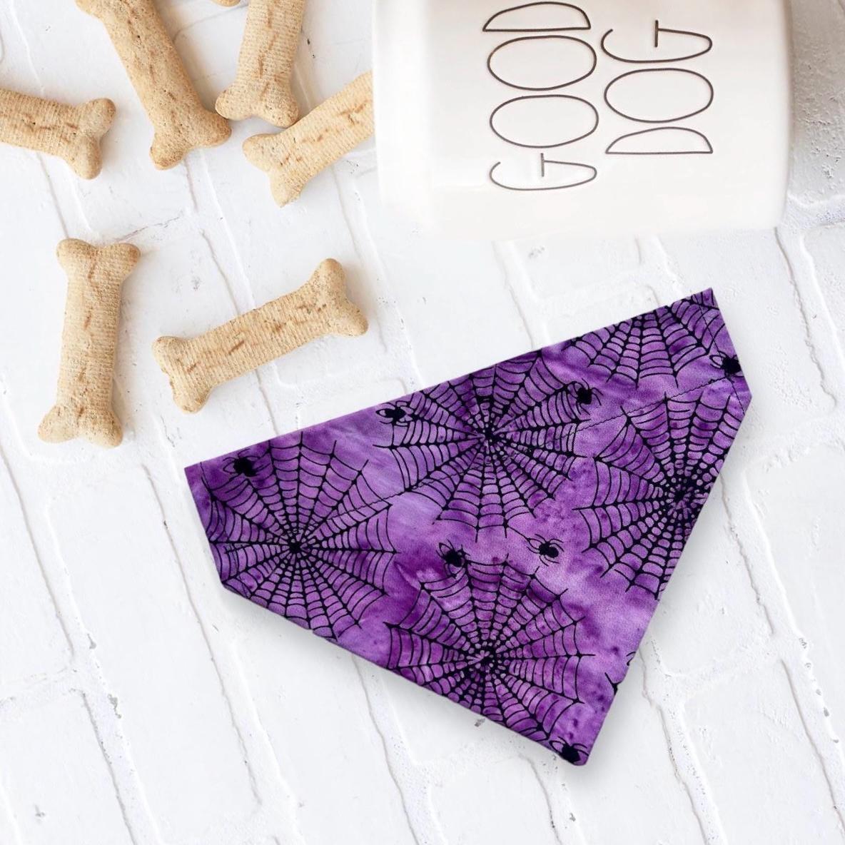 Purple Halloween Spiderweb Dog Bandana or Cat Bandana