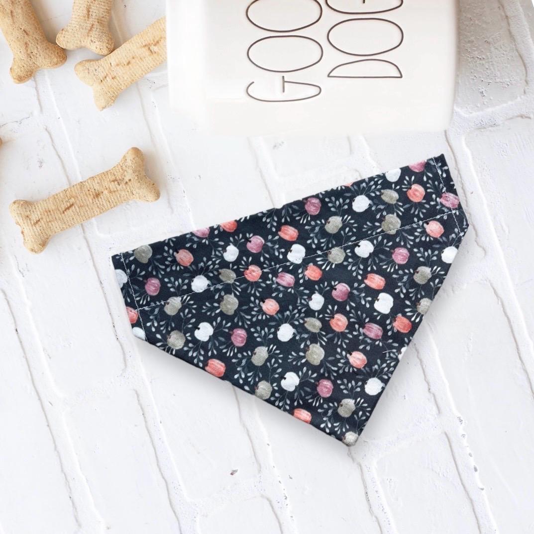 Pumpkin Fall Dog Bandana or Cat Bandana- Halloween Slip on Over the Collar