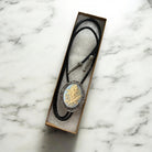 Silver Bolo Tie - Lily of the Valley in Light Blue in gift box