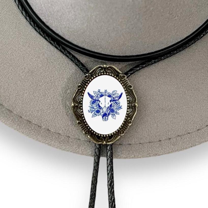 Bison Skull Bolo tie for men groomsmen and wedding.