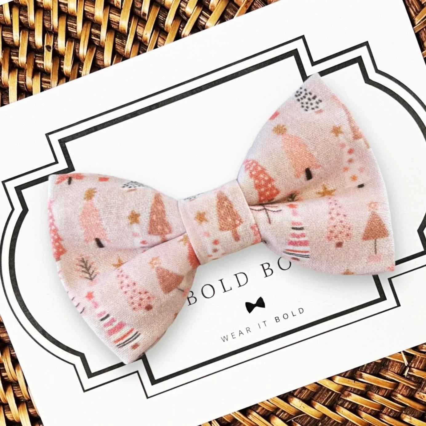 Pink Christmas Dog bow tie or Cat bow tie for pet bowtie collar.