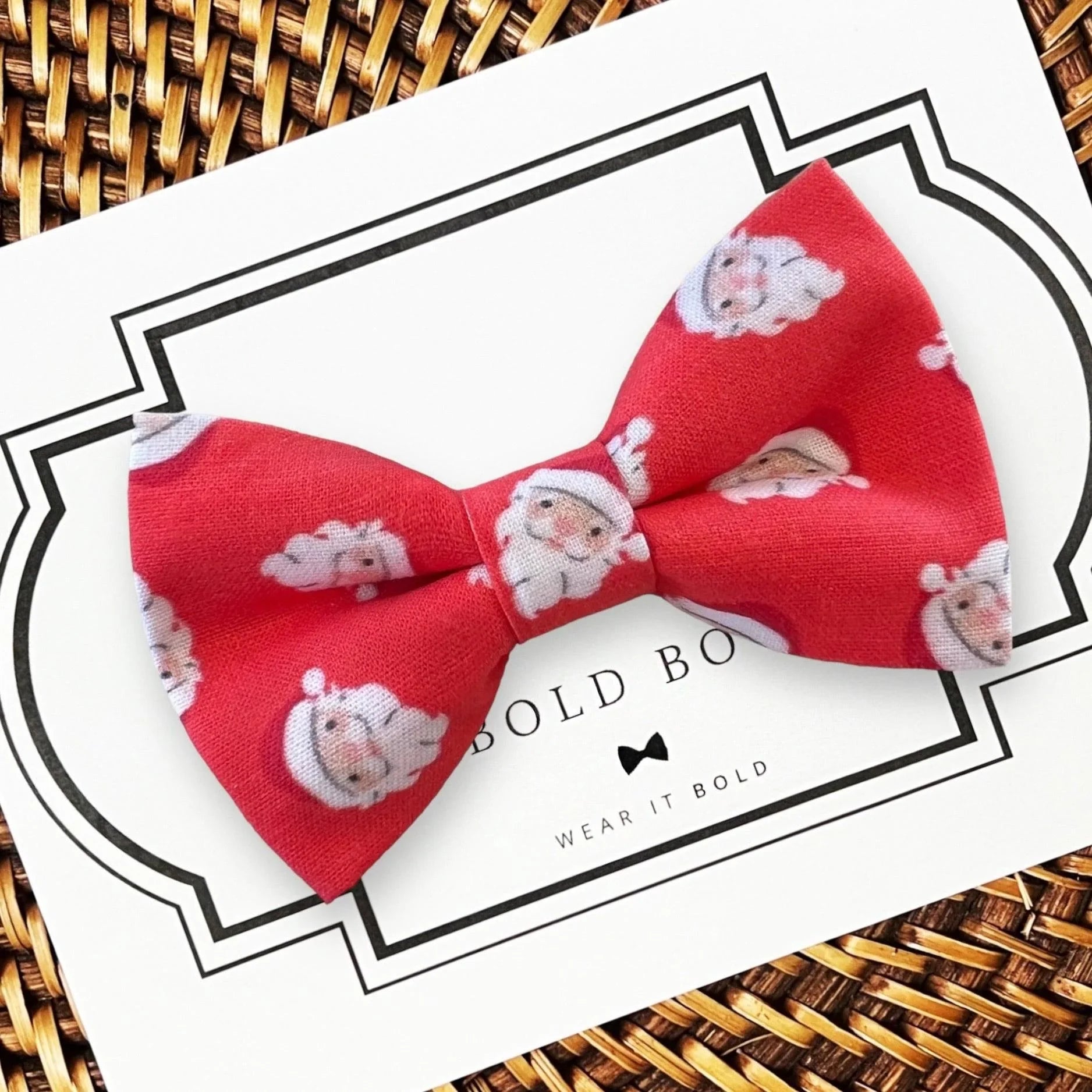 Red Santa Dog bow tie or Cat bow tie for pet bowtie collar for Christmas.