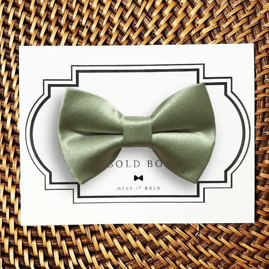 Sage green dog bow tie for wedding dog collar accessory.