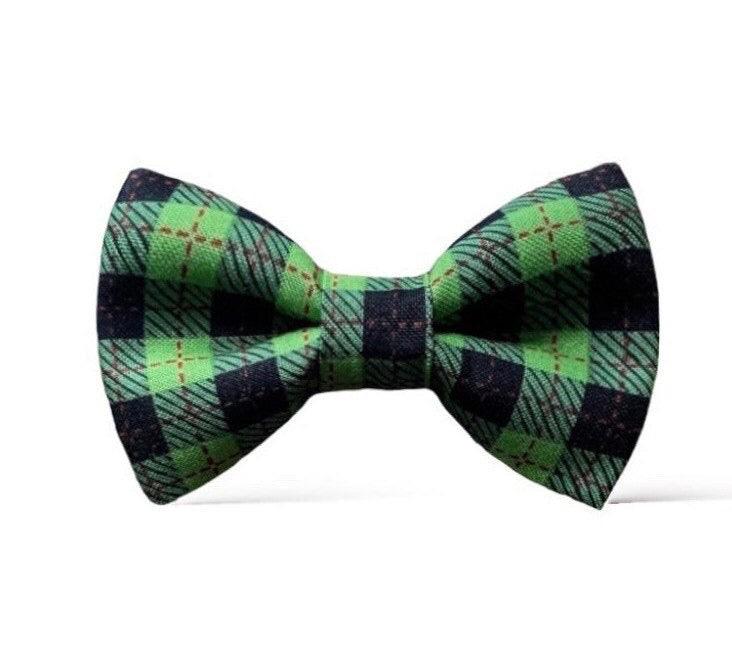 Green & Black Plaid Bow Tie