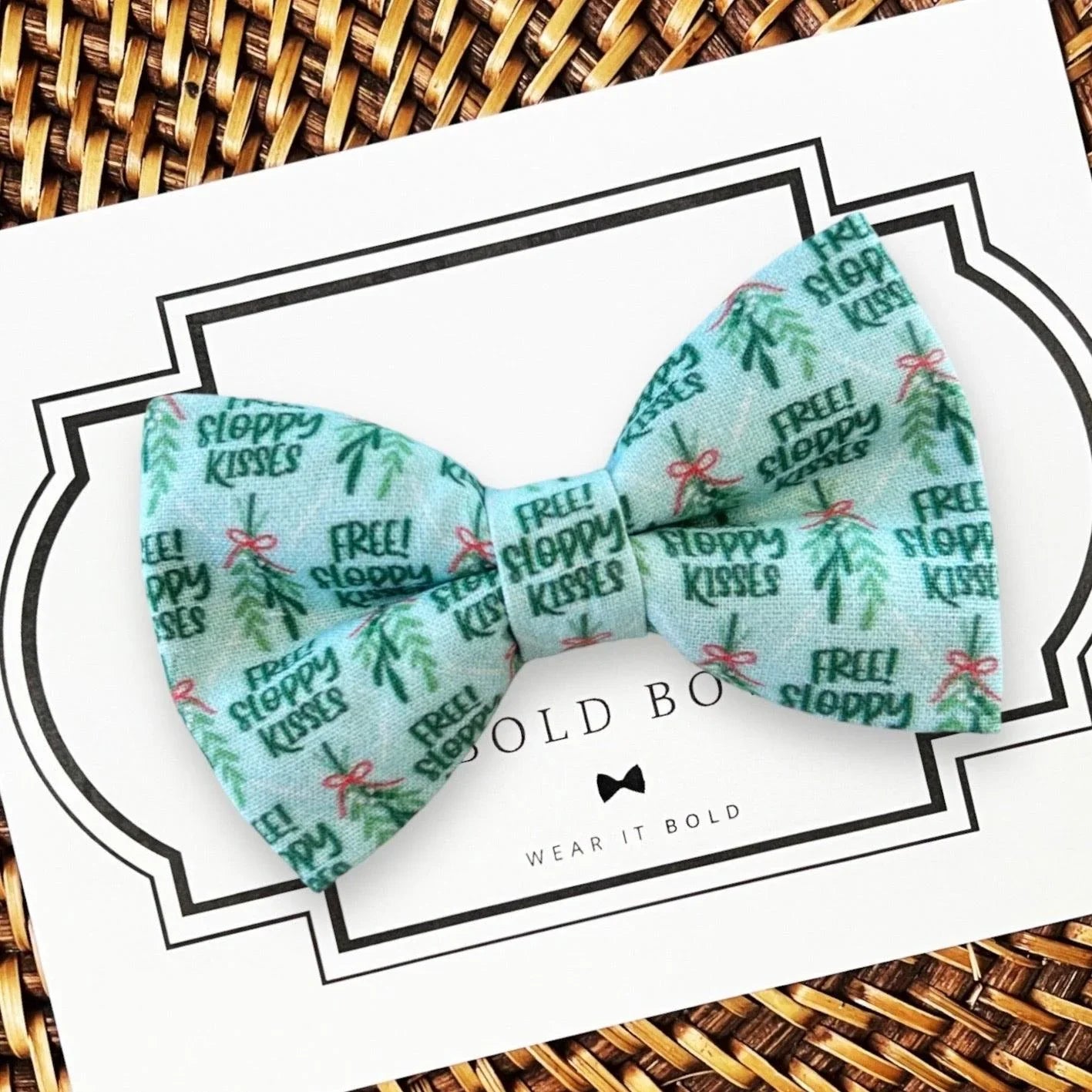 Christmas Dog bow tie or Cat bow tie for pet bowtie collar Free! Sloppy Kisses.