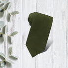 Olive green men’s tie for wedding.