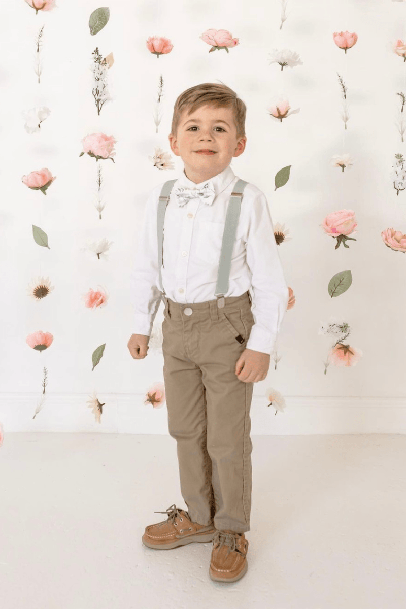 Sage Floral Bow Tie & Sage Suspenders Set theboldbowtie