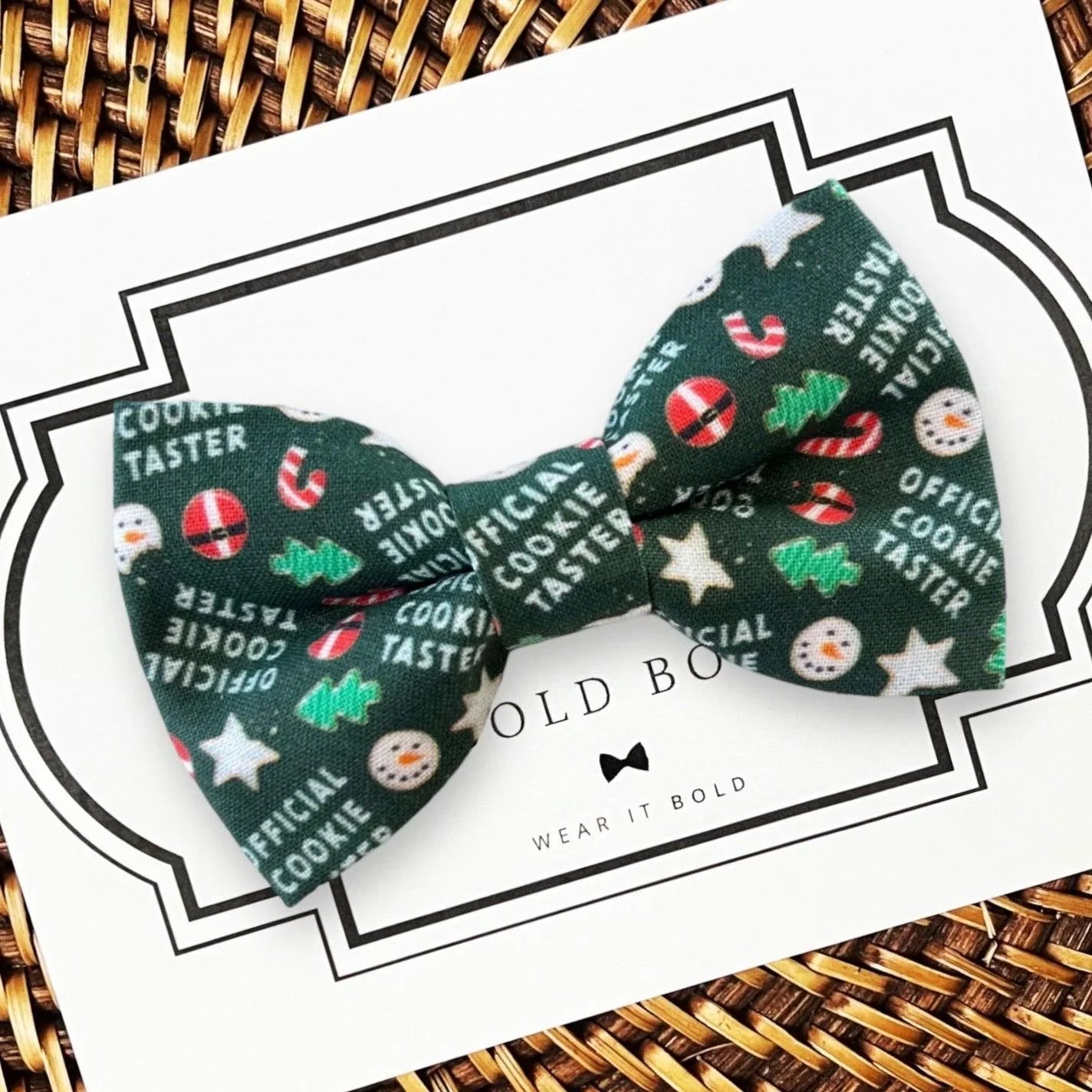 Official Cookie Taster Christmas Dog bow tie or Cat bow tie for pet bowtie collar.