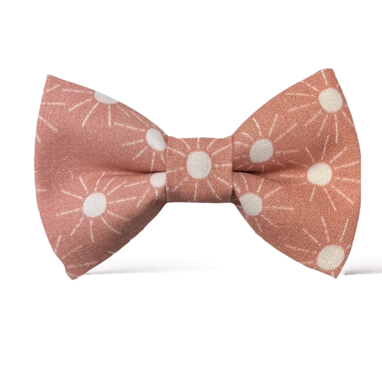 A pre-tied pink bow tie with a boho pattern, displayed on a white background