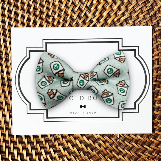 Coffee pup cup dog bow tie
