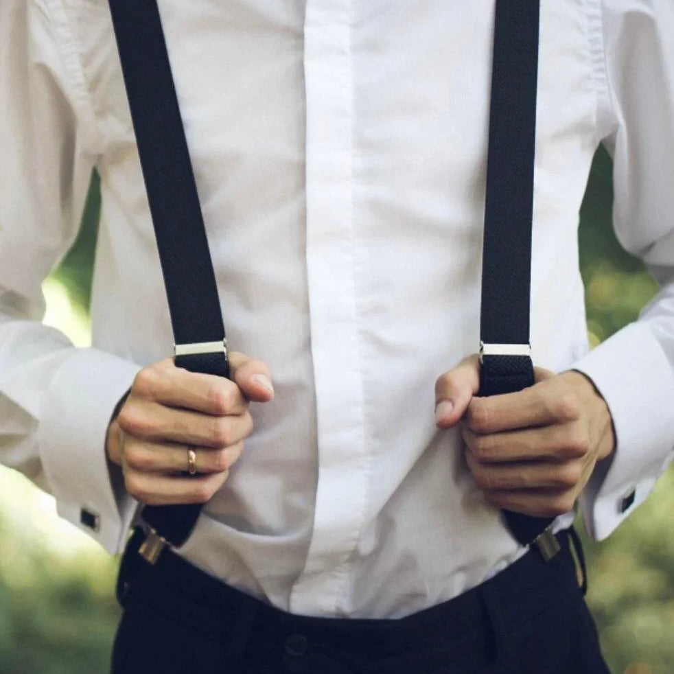 Sizes: Small: 6 months to 6 years, suspender length 18 inches to 29 inches Medium: 7 years to 12 years, suspender length 25 1/2 inches to 40 inches Adult: 13 years and up, suspender length is 25 1/2 inches to 40 inches Big and Tall: Adults over 6 feet tall, suspender length is 31 inches to 53 inches