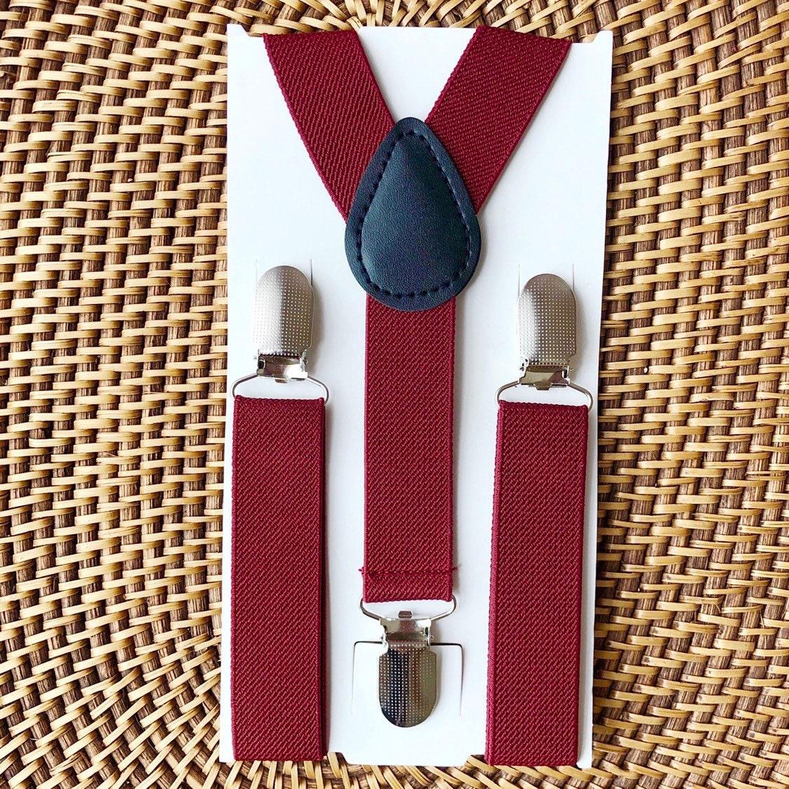 Elastic Burgundy Suspenders for weddings, groomsmen and ring bearer outfits.