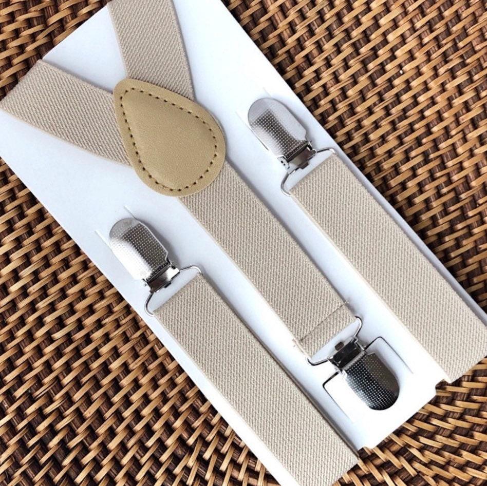 Tan men’s suspenders for wedding