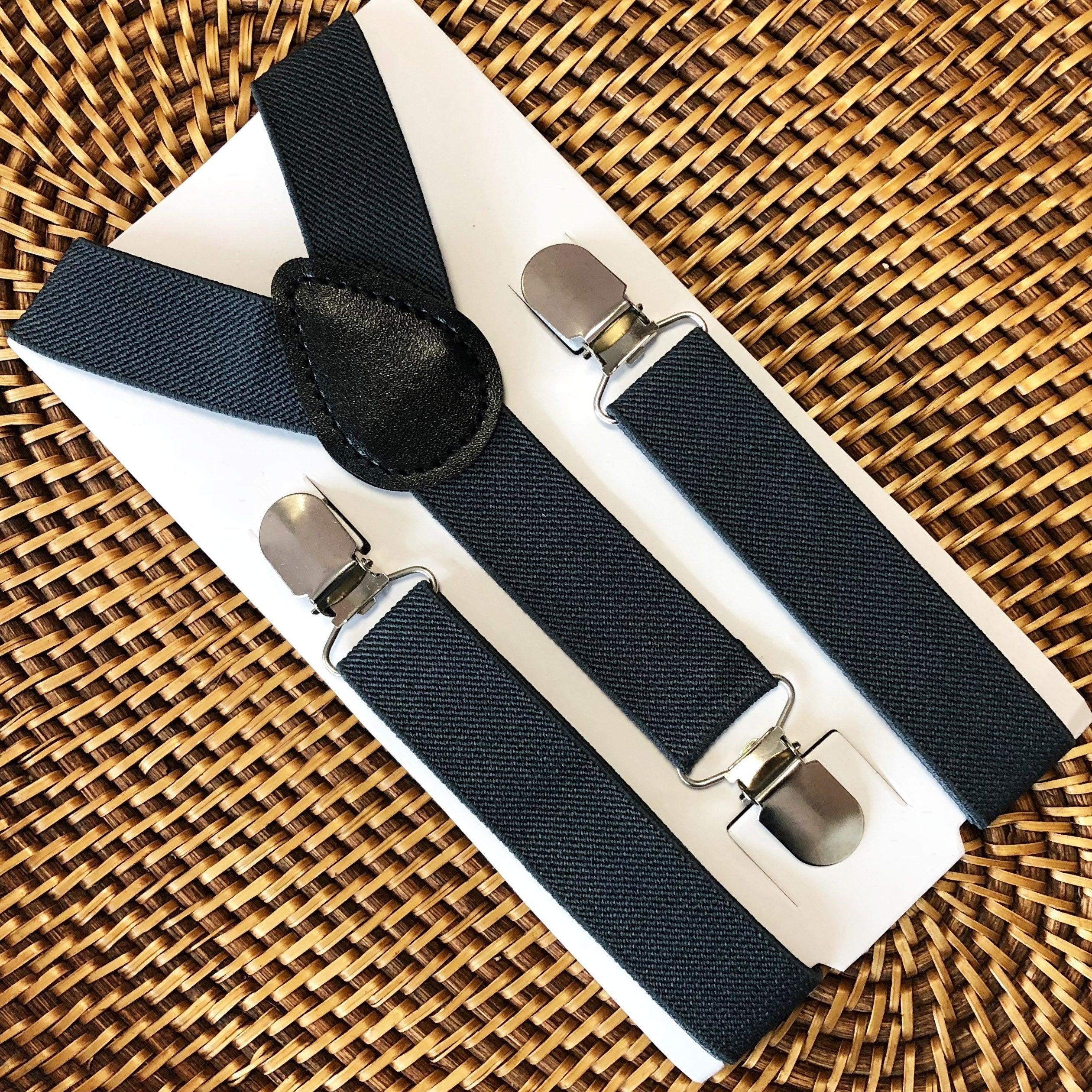 Dark gray suspenders for wedding, ring bearers, groomsmen or groom.