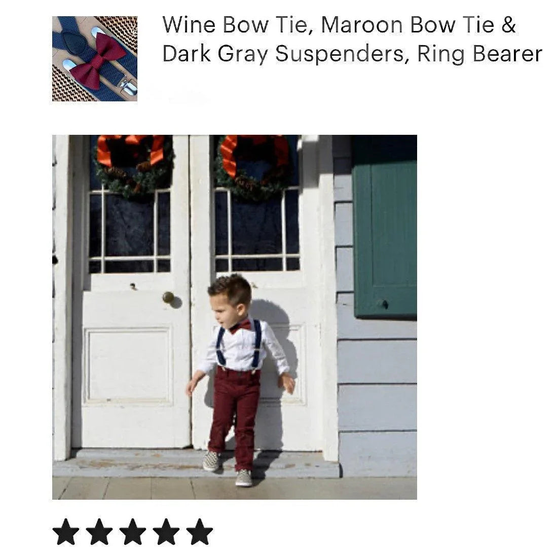 The Bold Bow Tie size chart for bow tie and suspender sets showing Small, Medium, Adult, and Big & Tall sizes with typical age ranges, suspender lengths, and bow tie widths. Small fits ages 6 months–6 years with 18–29 inch suspenders and a 3.5 inch bow tie; Medium fits ages 7–12 years with 25.5–40 inch suspenders and a 4 inch bow tie; Adult fits ages 13 years–6 feet tall with 25.5–40 inch suspenders and a 4.5 inch bow tie; Big & Tall fits over 6 feet tall with 31–53 inch suspenders and a 4.5 inch bow tie.