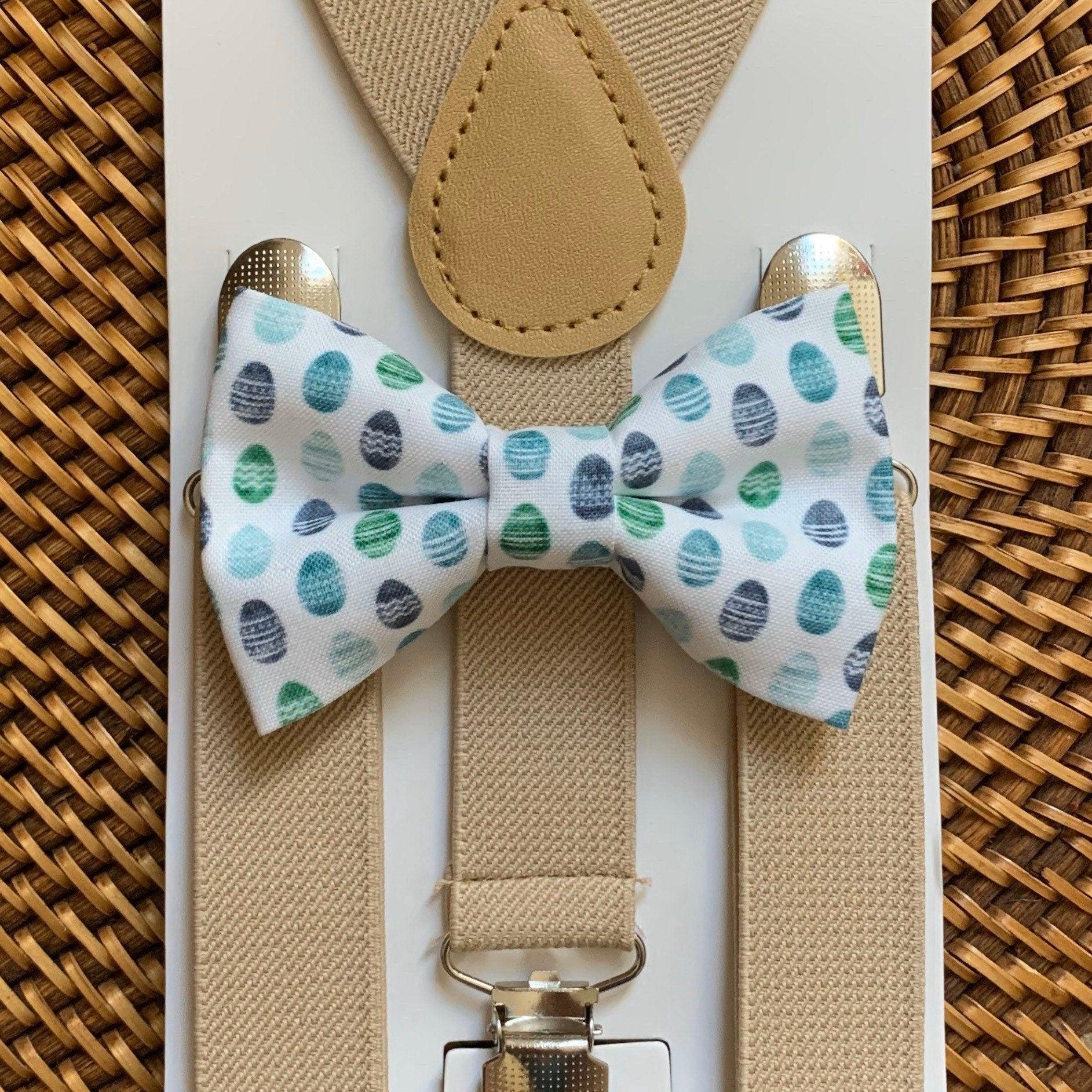Easter bowtie and suspenders for boys and toddlers and babies