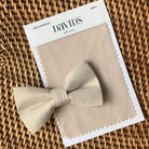Champagne men’s bow tie for groomsmen, weddings and ring bearer suspenders.