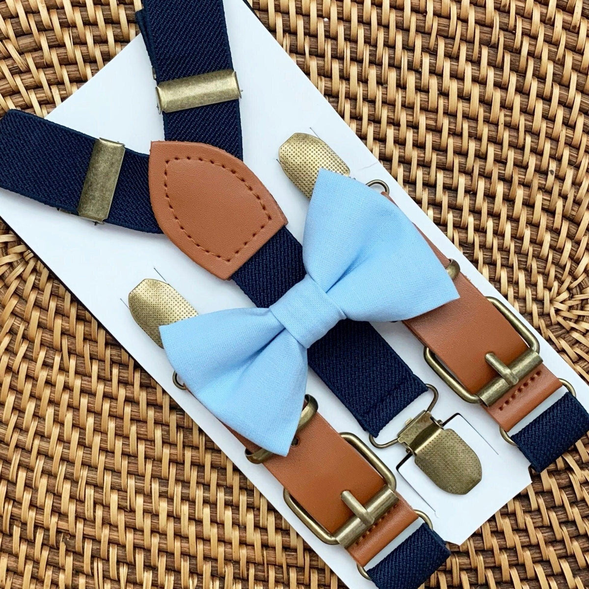 Sky Blue & White Bow Tie Set