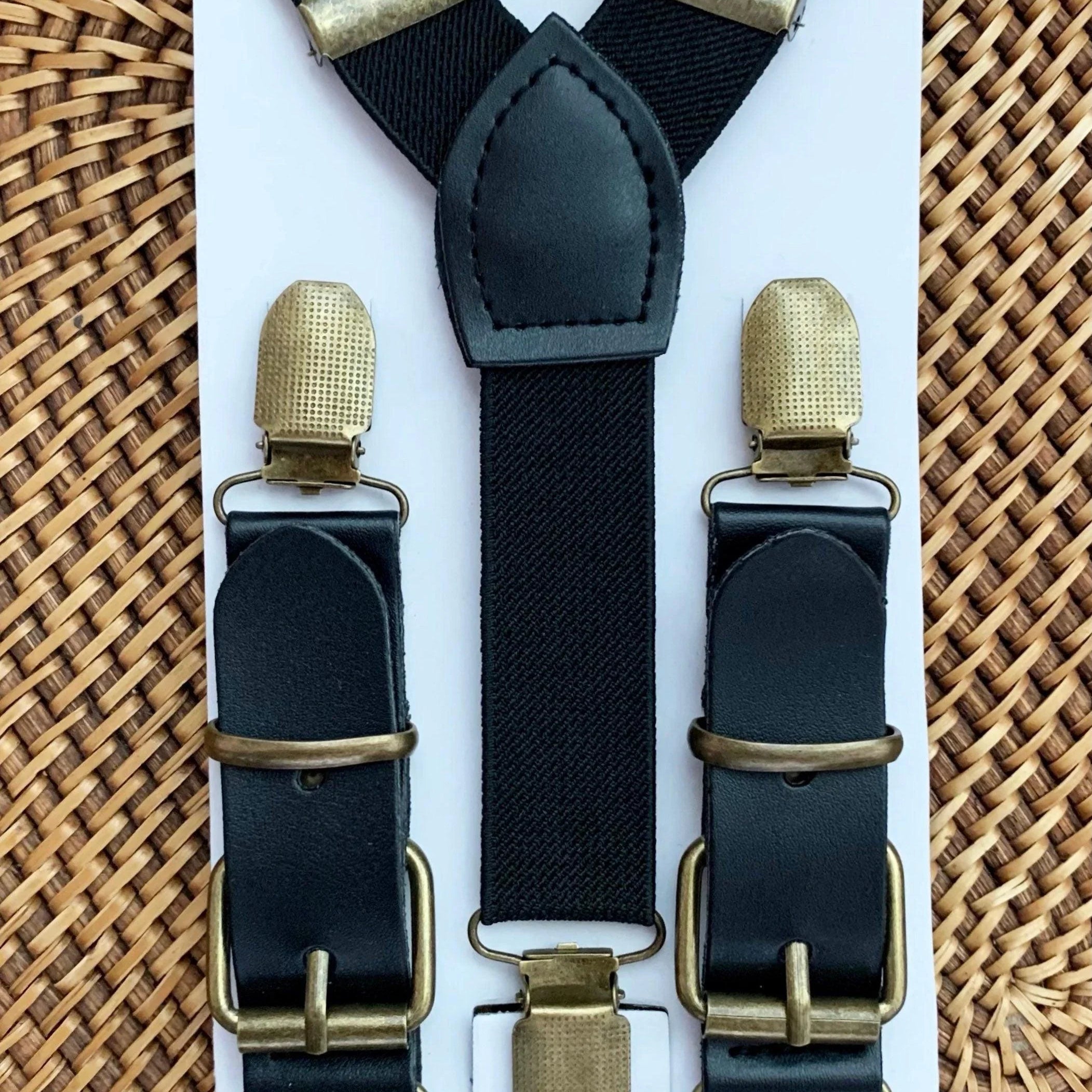 Black suspenders for toddlers boys and men for wedding ring bearer and groomsmen accessories.