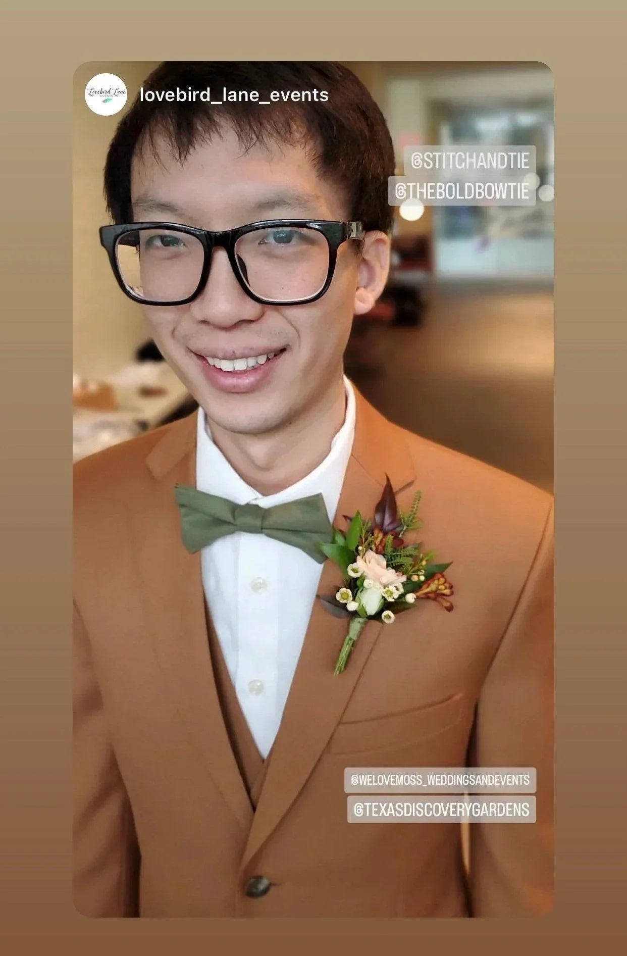 Olive green Men’s Bow Tie & cognac Brown Suspenders Set for wedding
