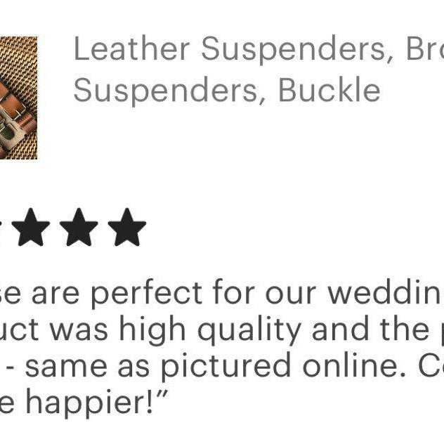 5 stars for Cognac Vegan Leather Buckle Suspenders for wedding