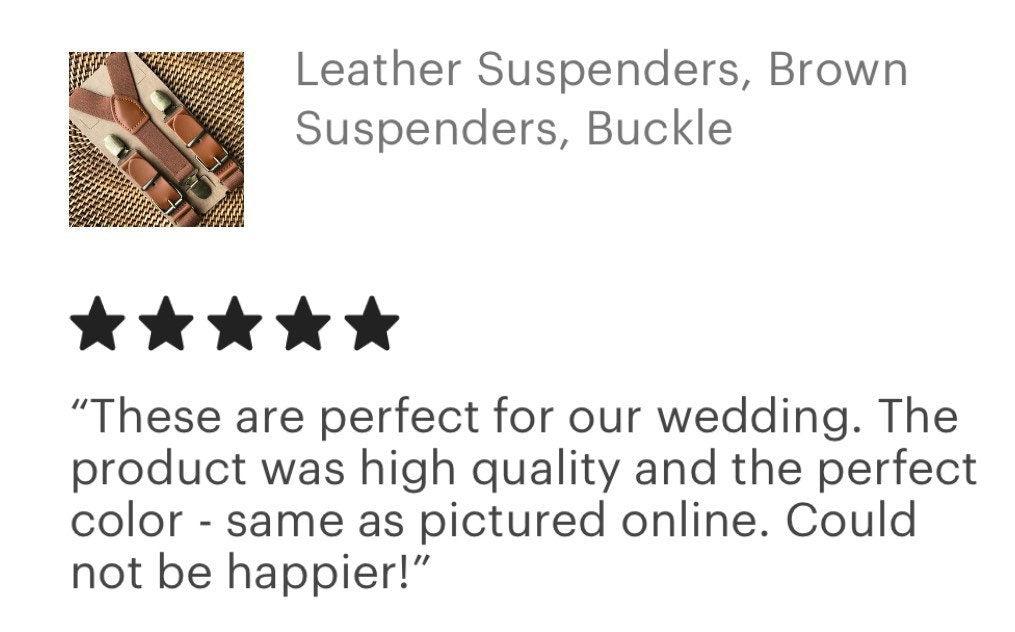 5 stars for Cognac Vegan Leather Buckle Suspenders for wedding