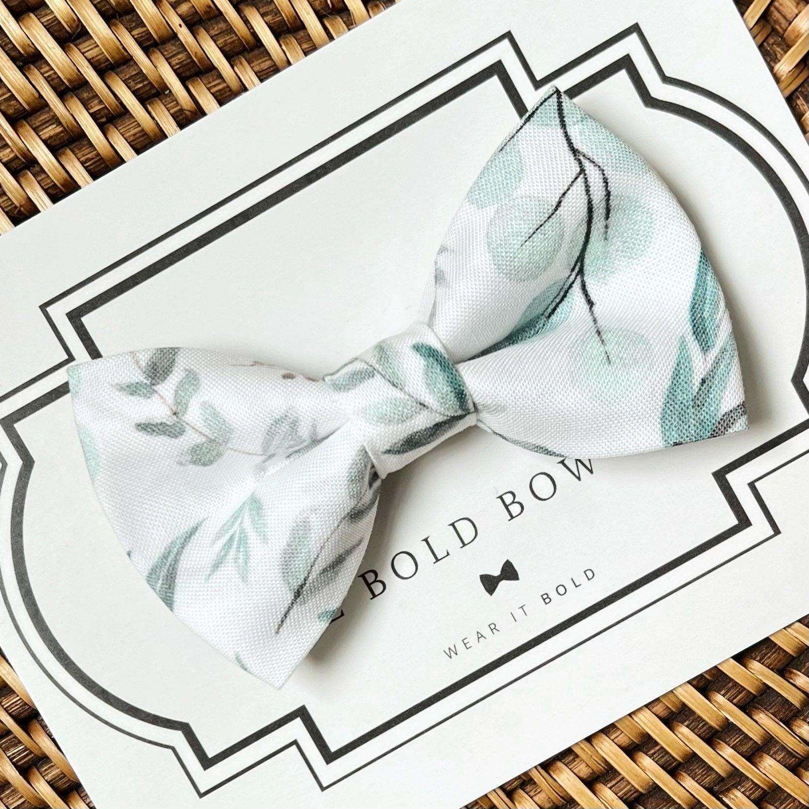 Sage Floral Dog bow tie or Cat bow tie for pet bowtie collar for wedding.