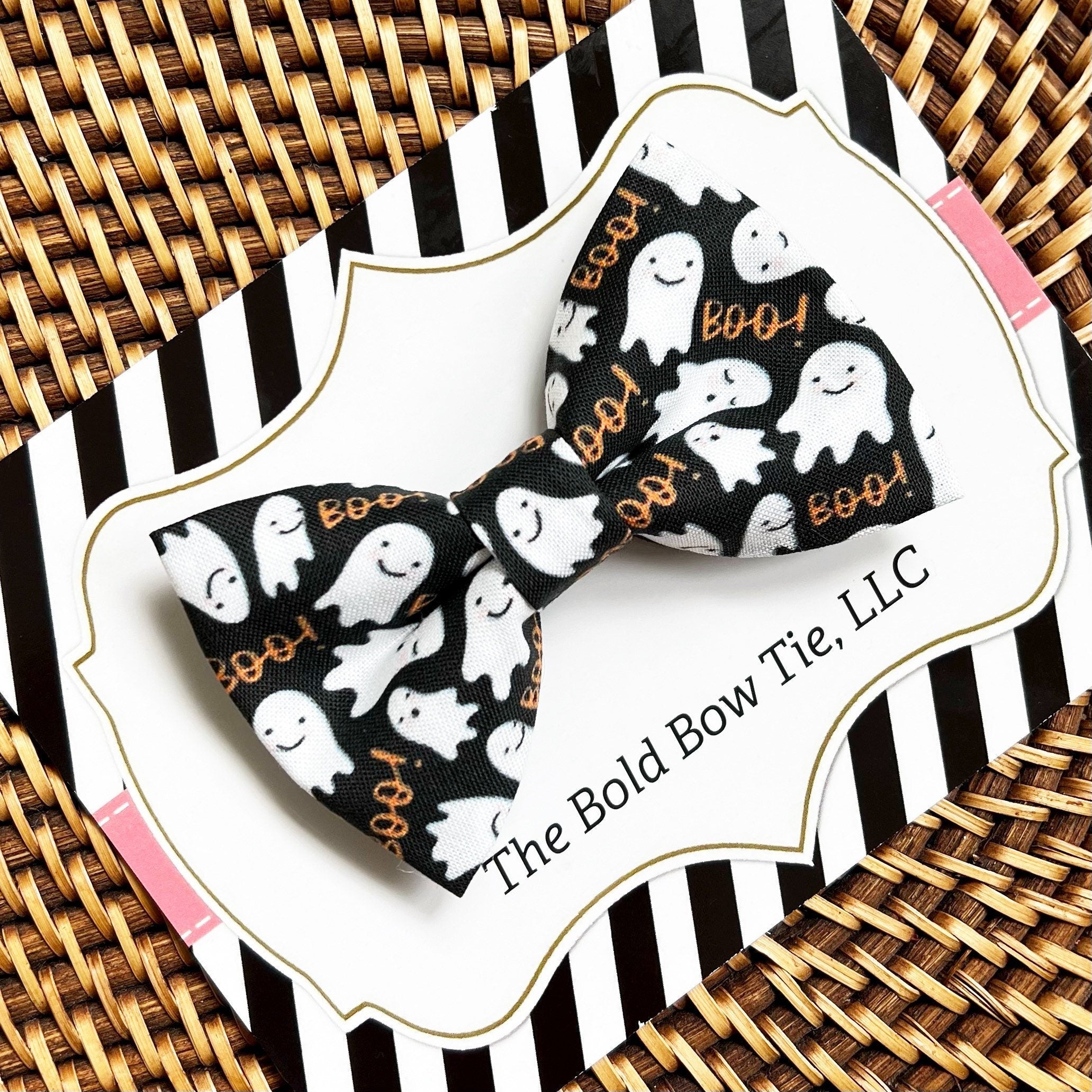Halloween Black and White Ghost Pet Bow Tie Dog and Cat Collar
