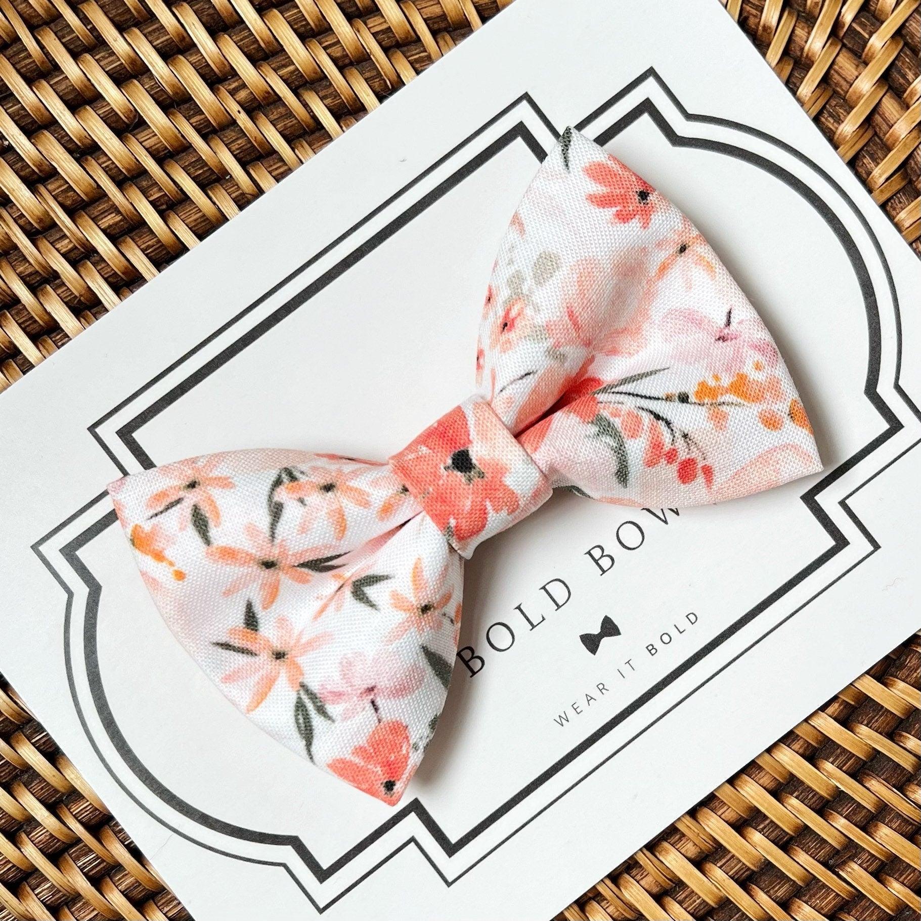 Peach Floral Dog Bow for Dog Collar and Cat Collar