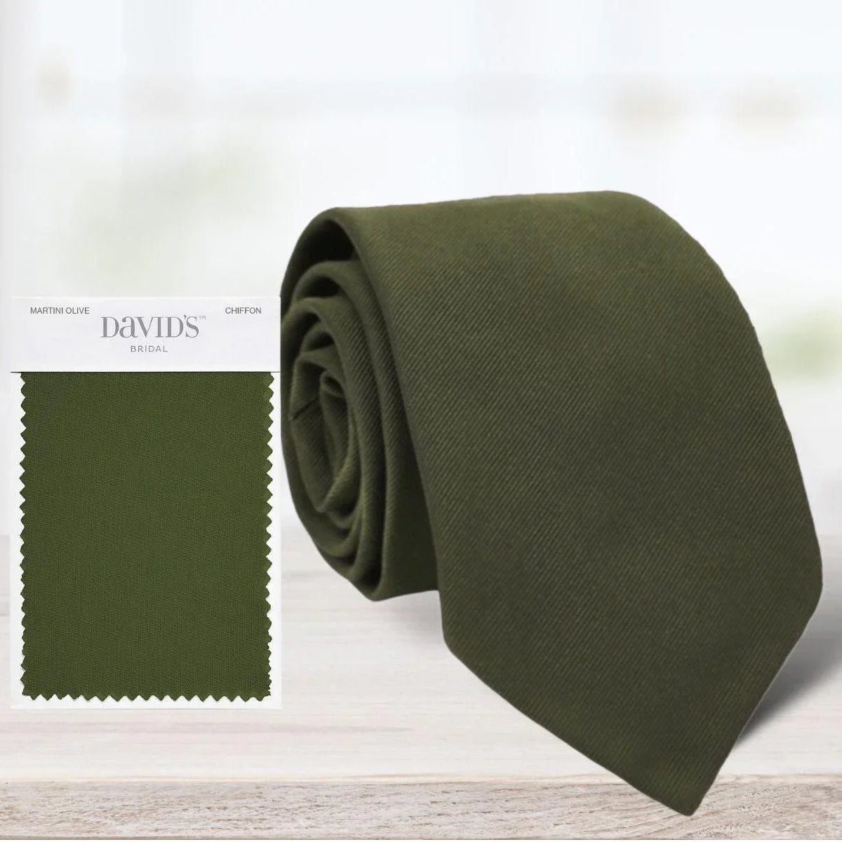 Olive green men’s tie for wedding.