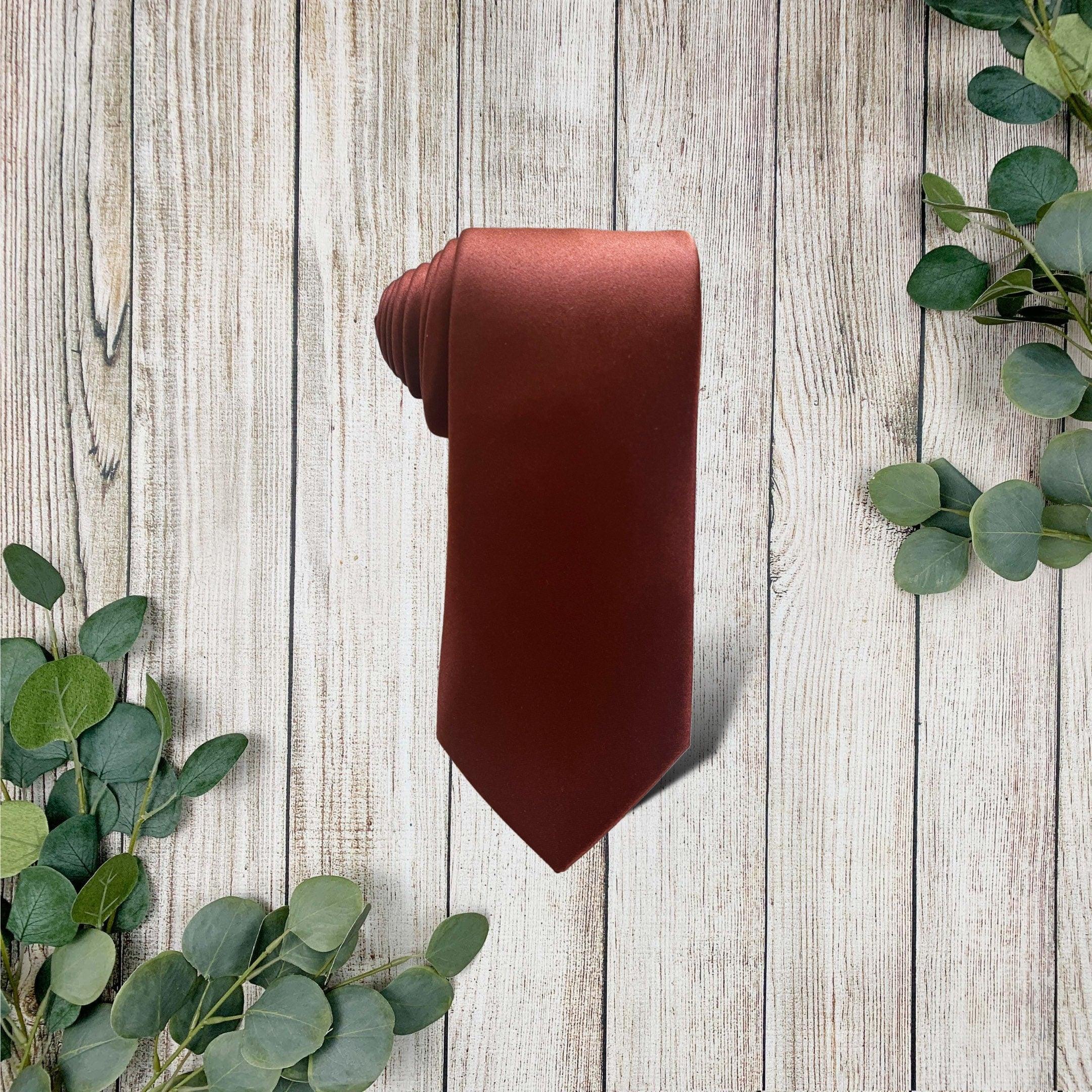 Cinnamon Satin Necktie- Men’s Tie for Wedding and Groomsmen