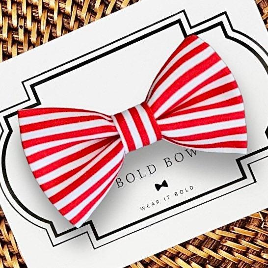 Red and White Striped Dog Bow Tie for Dog Collar and Cat Collar