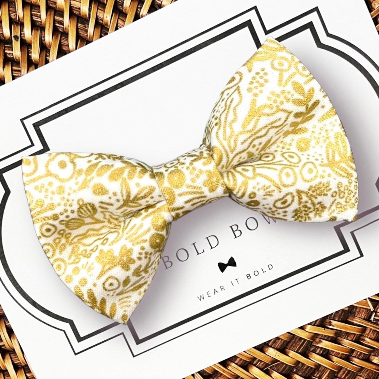 Gold Floral Rifle Paper Co Fabric Bow for Dog Collar and Cat Collar