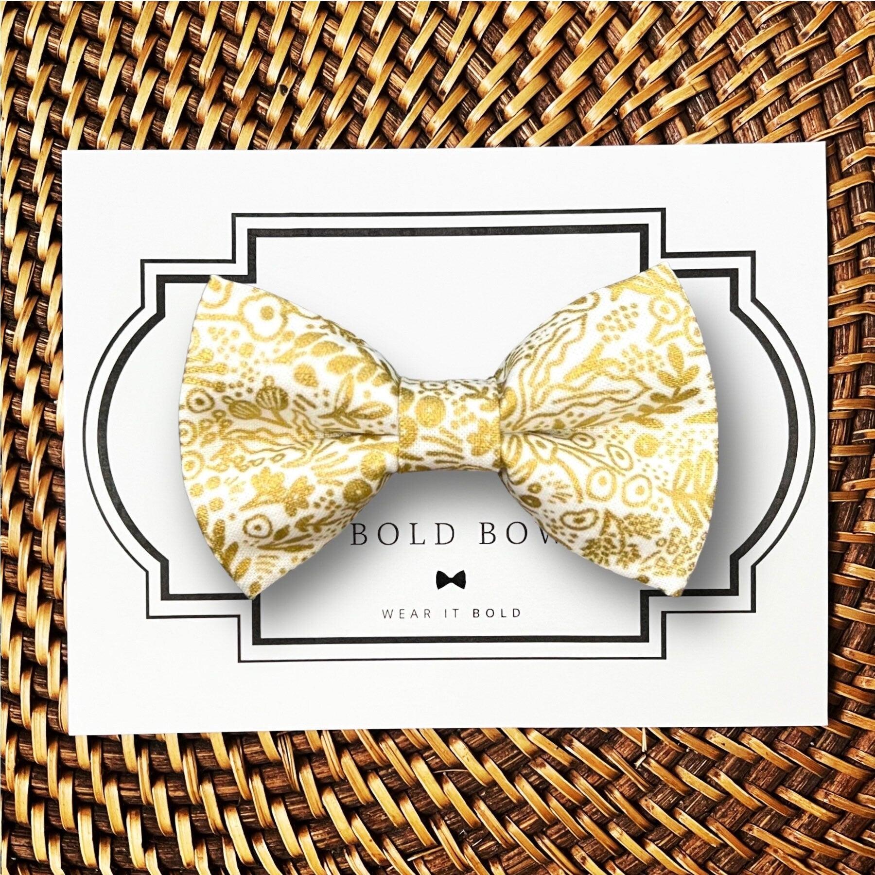 Gold Floral Rifle Paper Co Fabric Bow for Dog Collar and Cat Collar