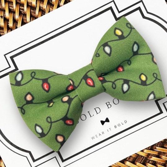 Christmas Lights Dog bow tie or Cat bow tie for pet bowtie collar.
