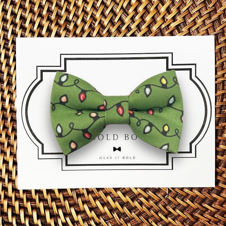 Christmas Lights Dog bow tie or Cat bow tie for pet bowtie collar.