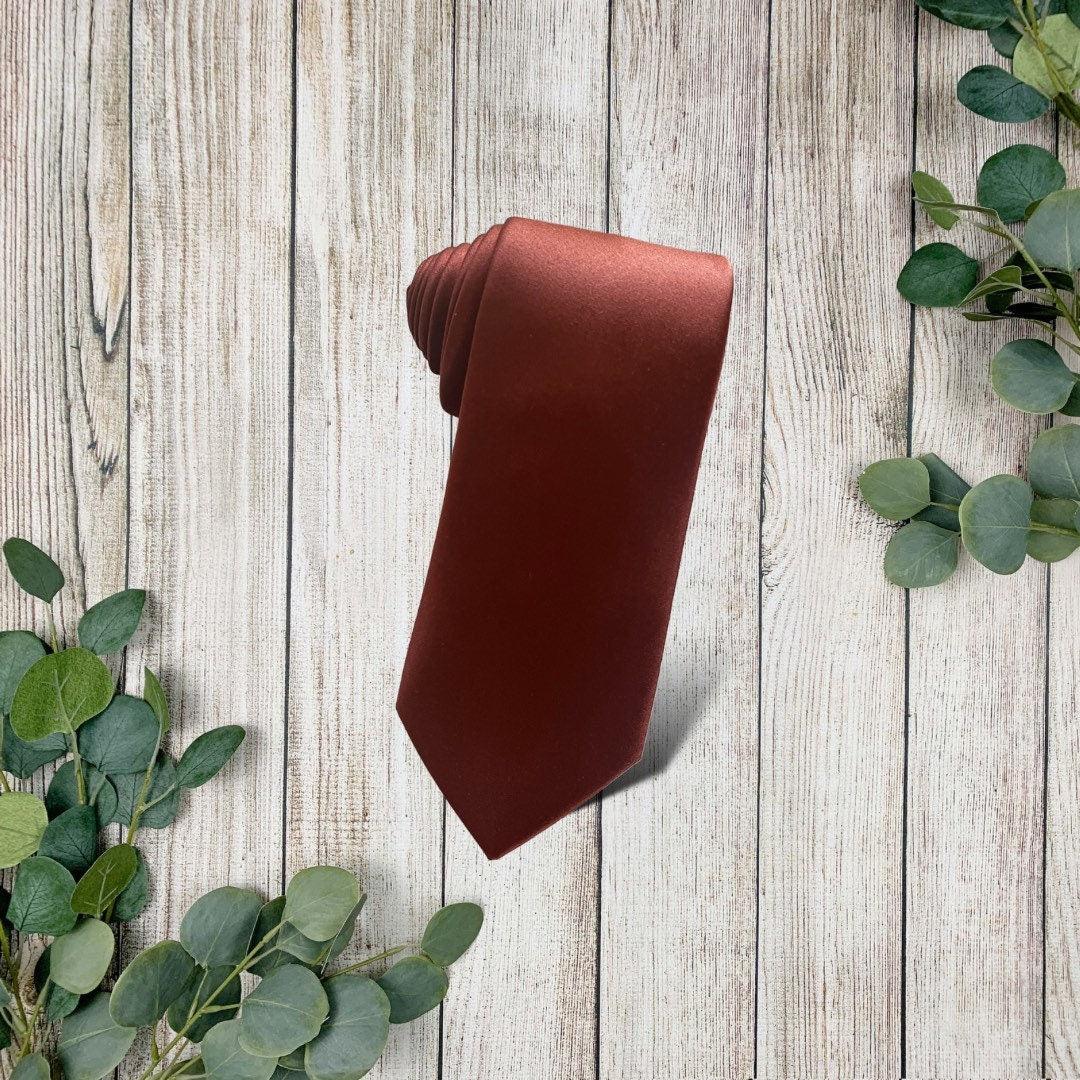 Cinnamon Satin Necktie- Men’s Tie for Wedding and Groomsmen