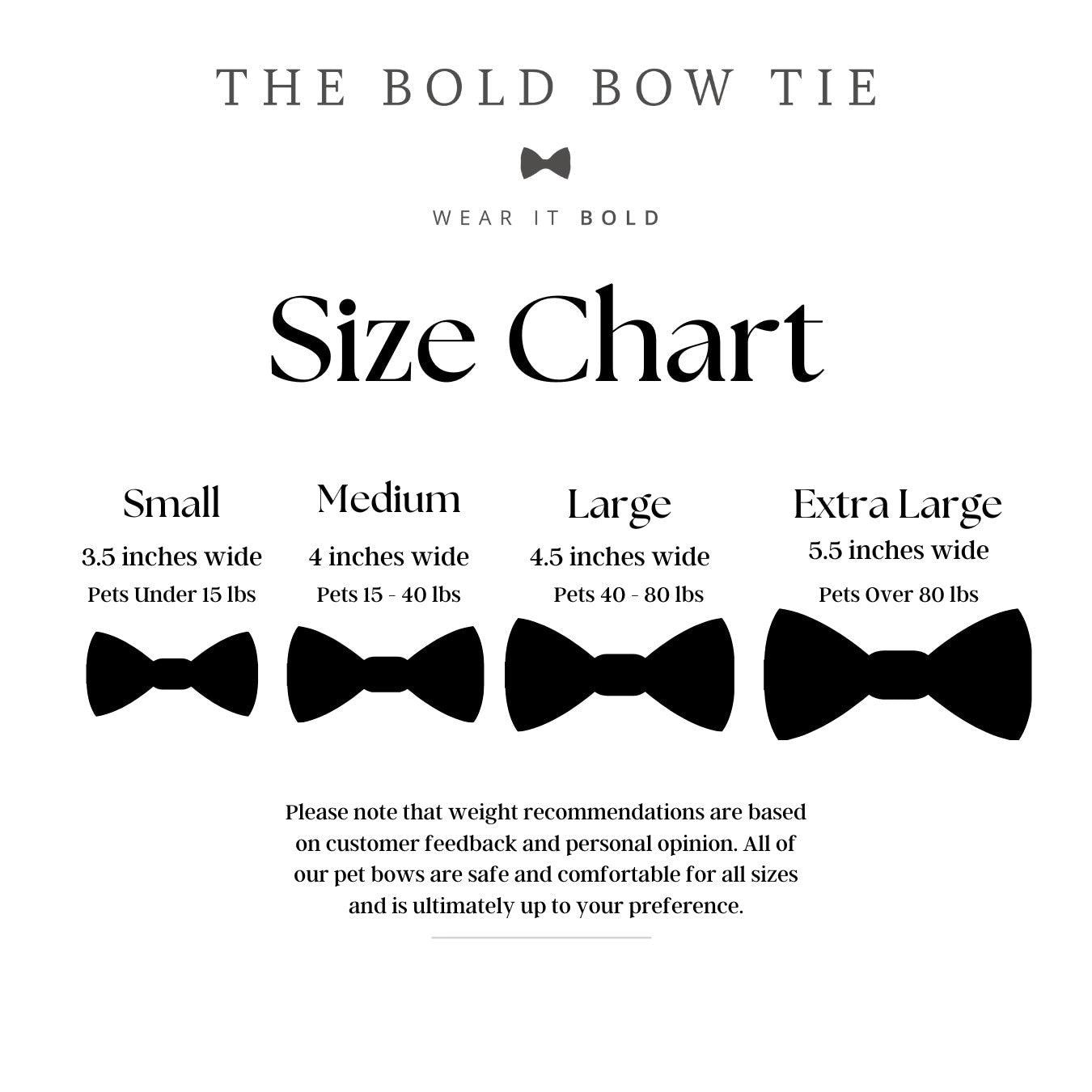 dog bow tie size chart