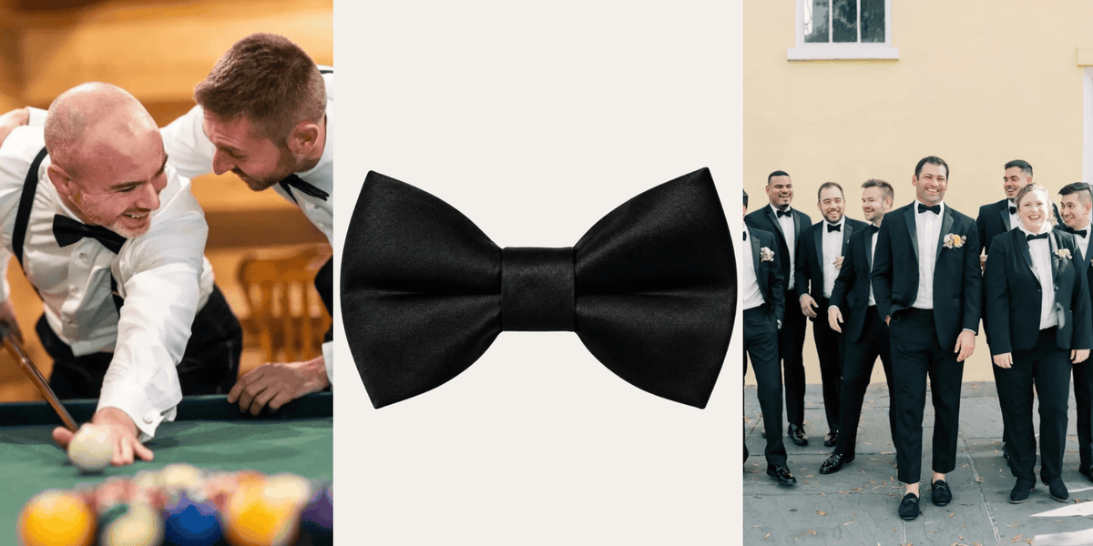 Black bow tie fashion blog- men and women displayed in elegant black bowties.