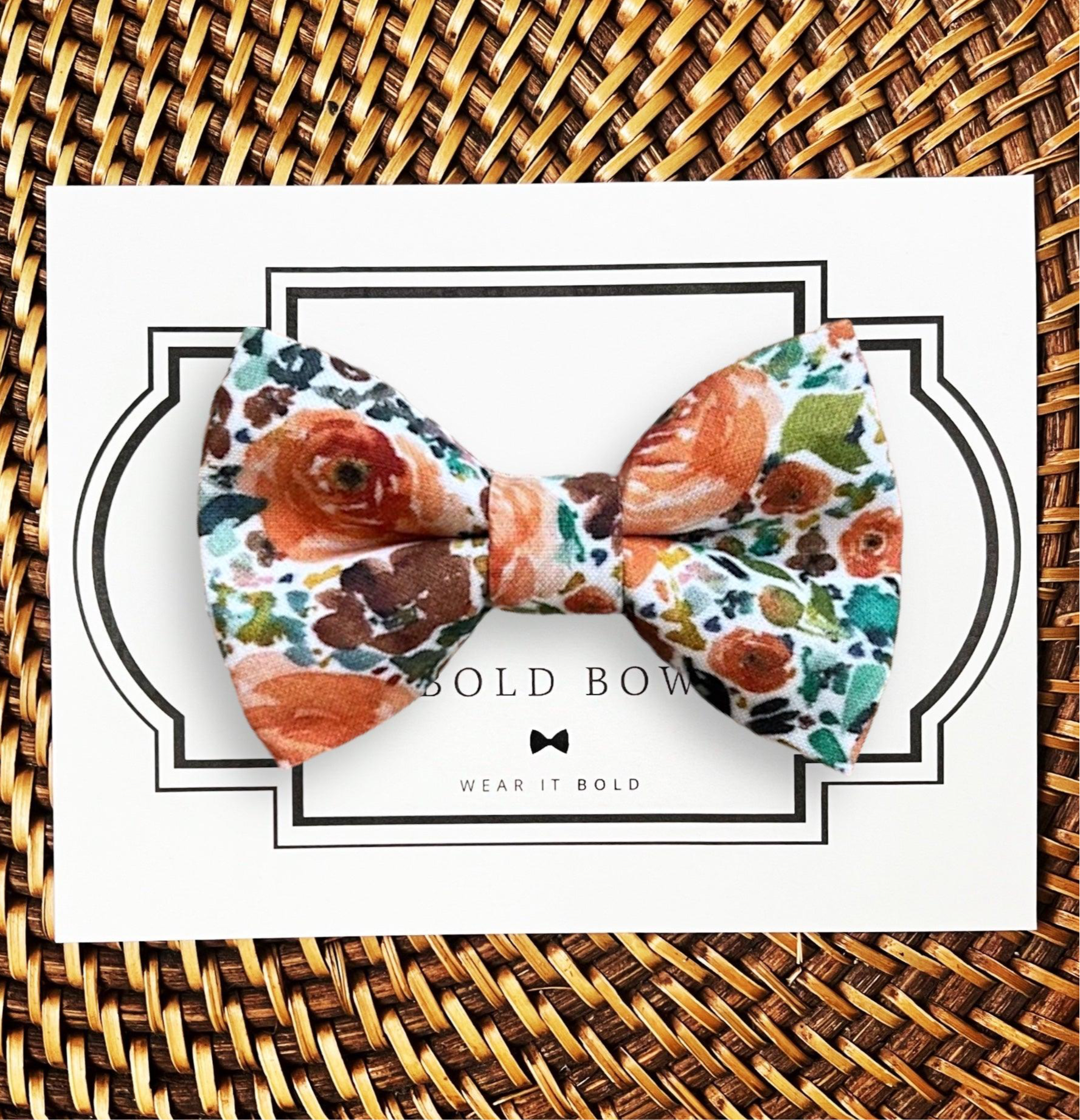 Sunset Floral Burnt Orange Men’s Bow Tie for wedding