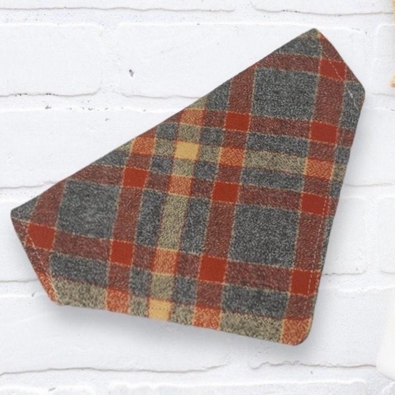 Autumn Orange Plaid Dog Bandana or Cat Bandana for Thanksgiving