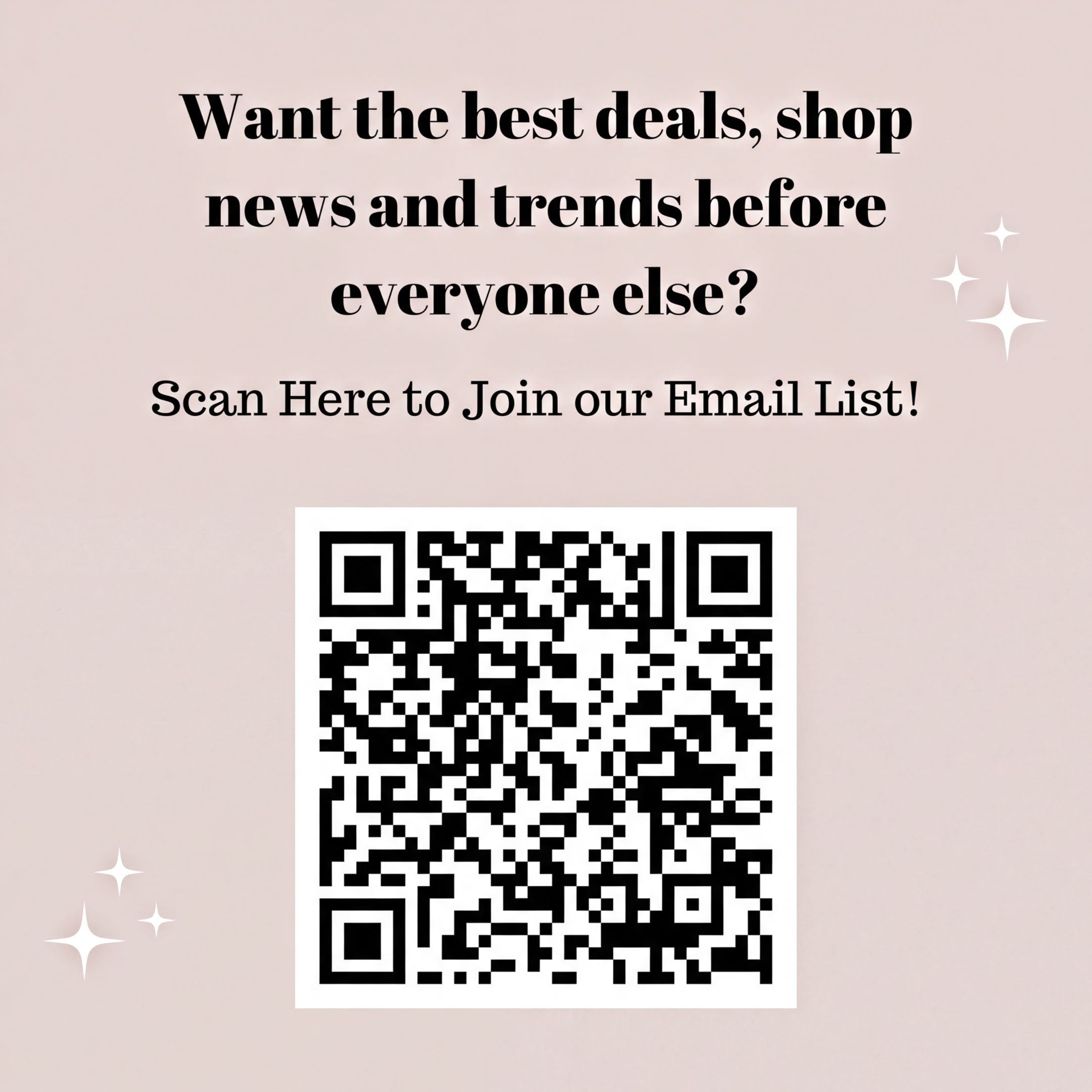 a QR code and a message asking for the best deals, news, and trends before everyone else.